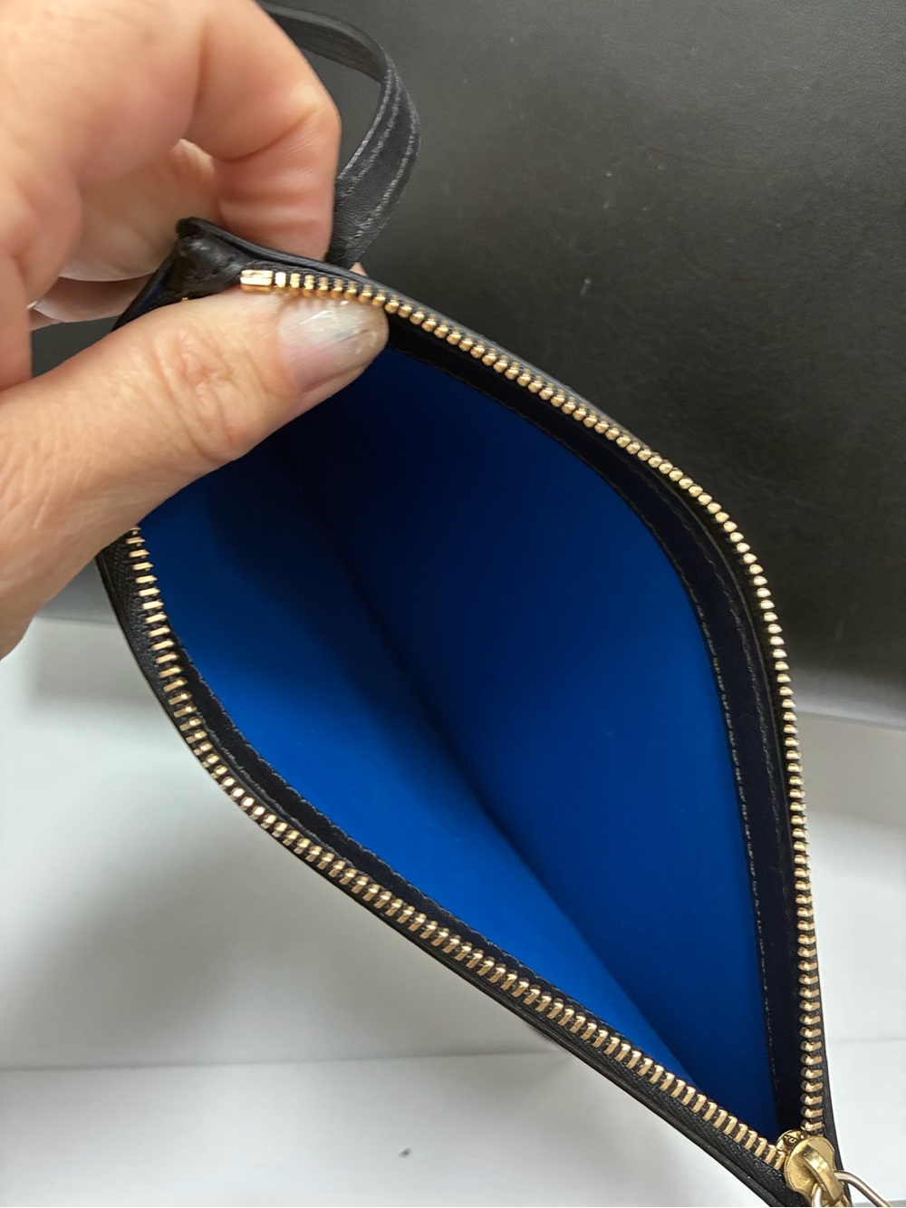 Mansur Gavriel Black Leather Tote with Blue Interior - Picture 9 of 9